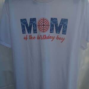 Mom of the Birthday Boy T-Shirt blue camo 2xl